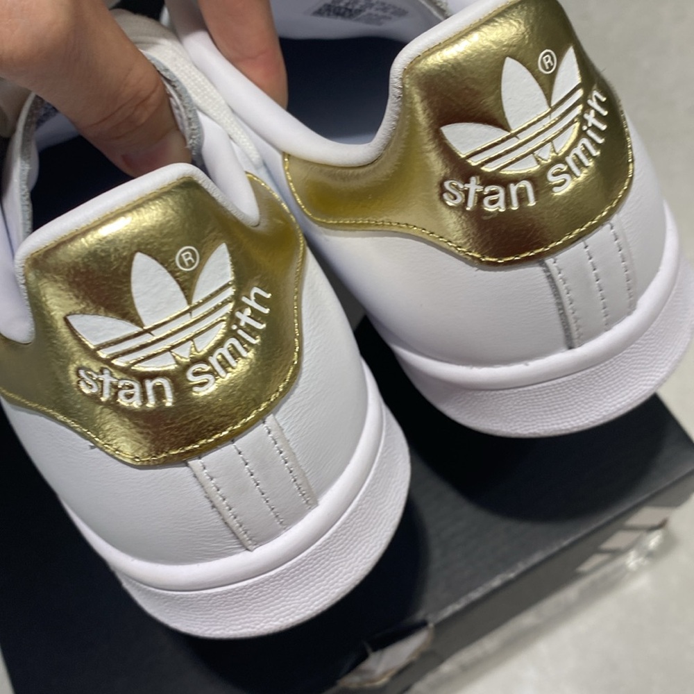 New ADIDAS ORIGINALS SNEAKER STAN SMITH WHITE/GOLD METALLIC WOMEN Size 10 in box - Picture 13 of 17